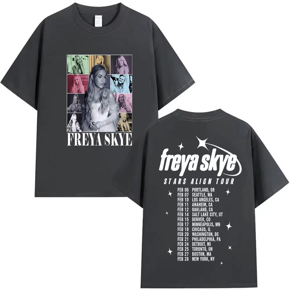 Nadměrné tričko s potiskem Freya Skye Tričko z tour Descendants World War Z Bavlna Streetwear Y2k Pánské Koncertní tričko Descendants Tričko na hudební festival