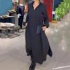 2024 Women's Solid Color Long-Sleeve Suit with Pocket Pants - European & American Style