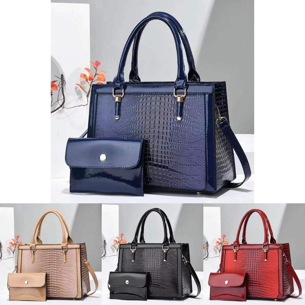 Modern Two Piece Croc Print Mom Handbag Fashionable Retro Style Shoulder Bag For Daily Use