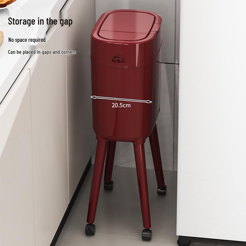 High-Leg Wheeled Trash Can: Stylish, Large-Capacity, with Lid for Kitchen Use