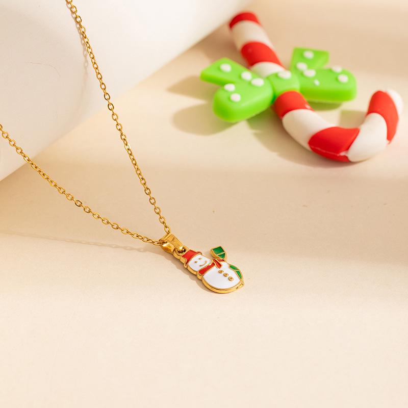 

Christmas Snowman Letter Necklace: High-End Stainless Steel Choker
