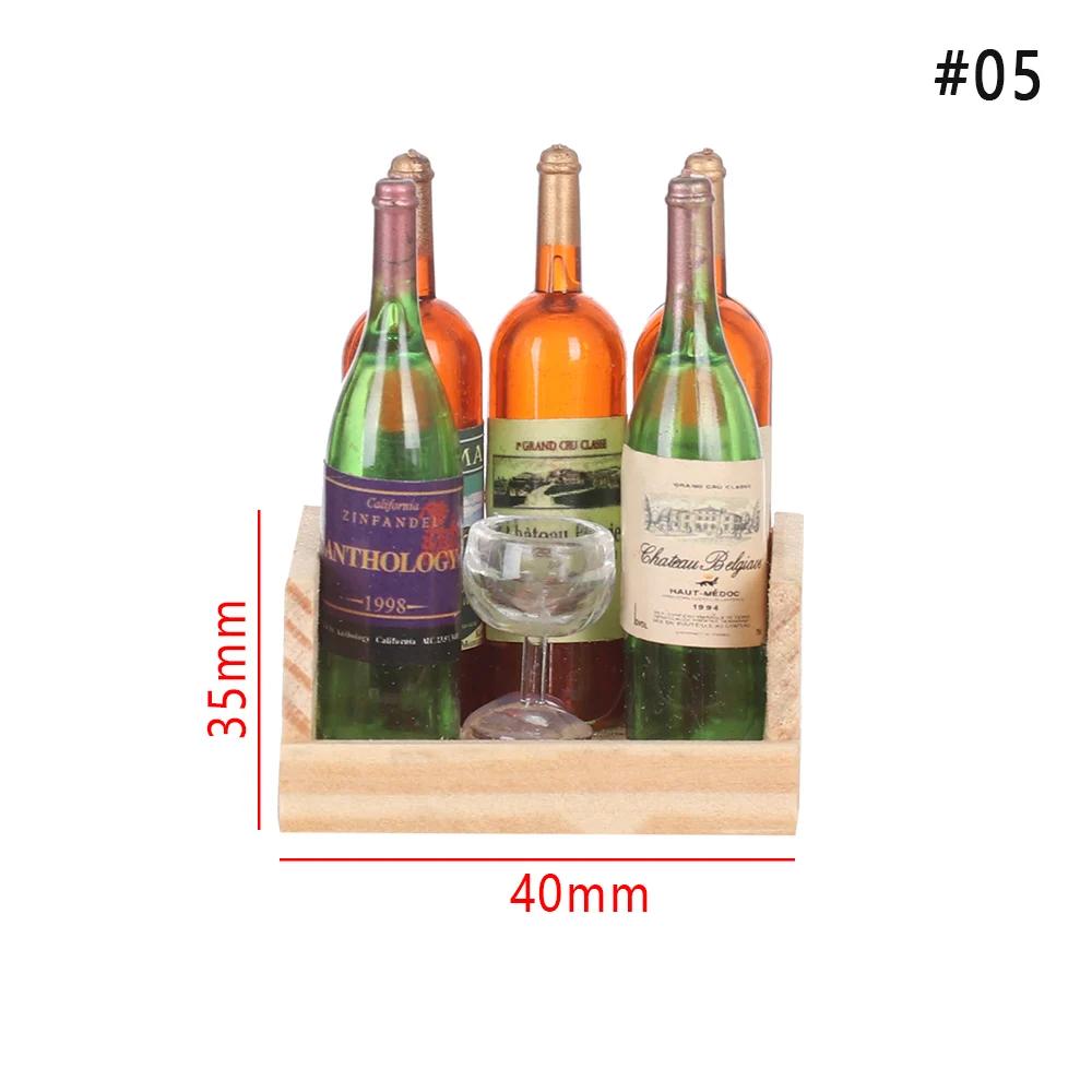 1set Miniature Dollhouse Accessories Simulation Drinks Fruilt Mini Food Toys Mini Wine Bottles Model Set with Box Kitchen Decor