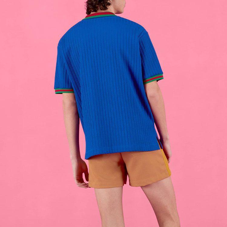 GUCCI X Adidas Polyester Polo Shirt Cobalt Blue 691777-XJEKF-4364