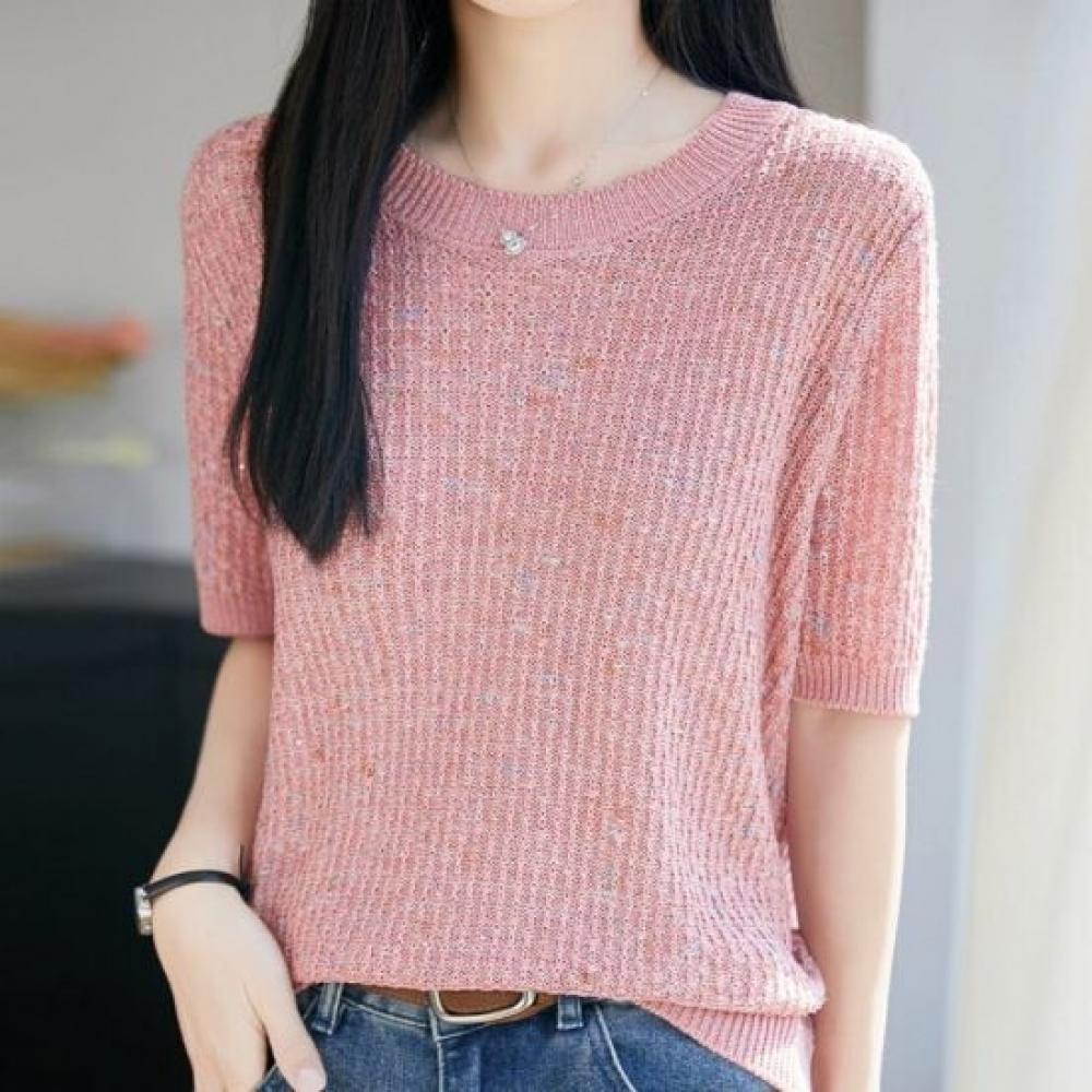 Navava Daily Boucle ShorT Sleeve Round Neck KniT T Nk3658