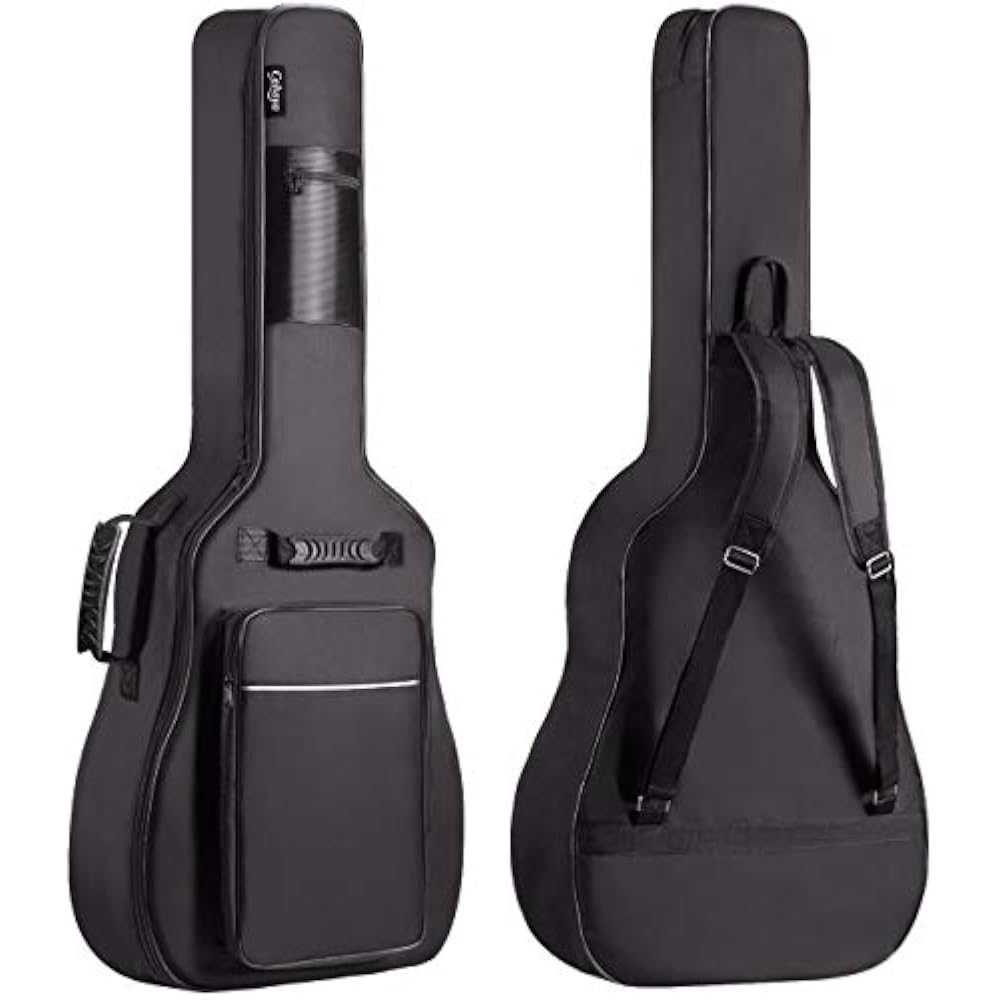 CAHAYA Acoustic Guitar Case 12mm Thick Cushion Large Capacity Storage Pocket Rucksack Compatible ...
