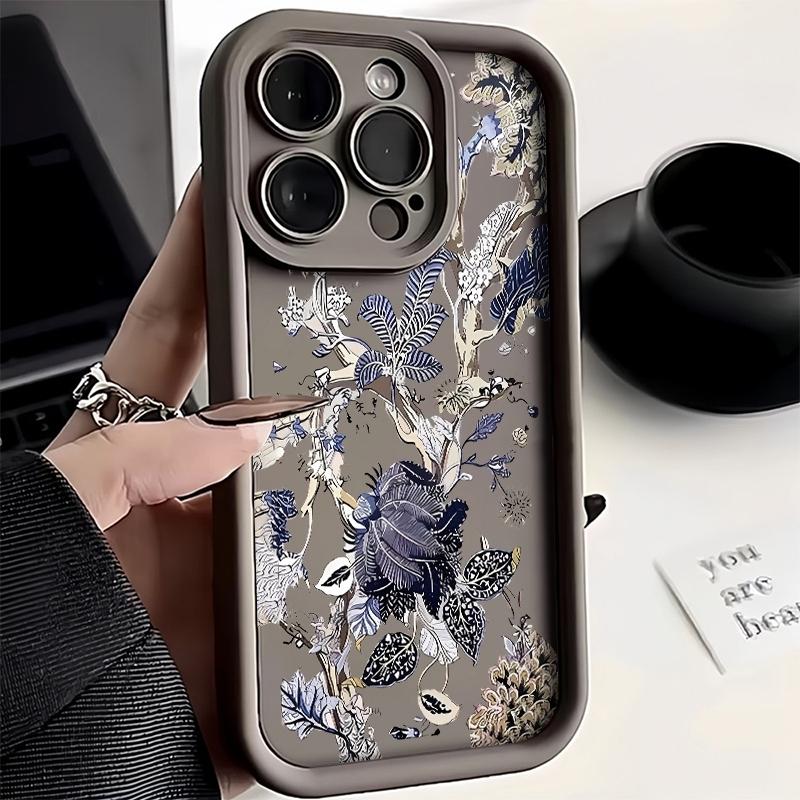 Anti-Fall Phone Case Blue Flower For Samsung Galaxy S26 S25 Ultra S24 FE S23 S22 S21 Plus A17 A37 A57 A56 A55 A54 Silicone Cover