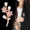 Cherry-Blossom Brooch Rhinestone Simulated Pearl Design Elegant Fashion Accessory for Women Suit Coat Bag