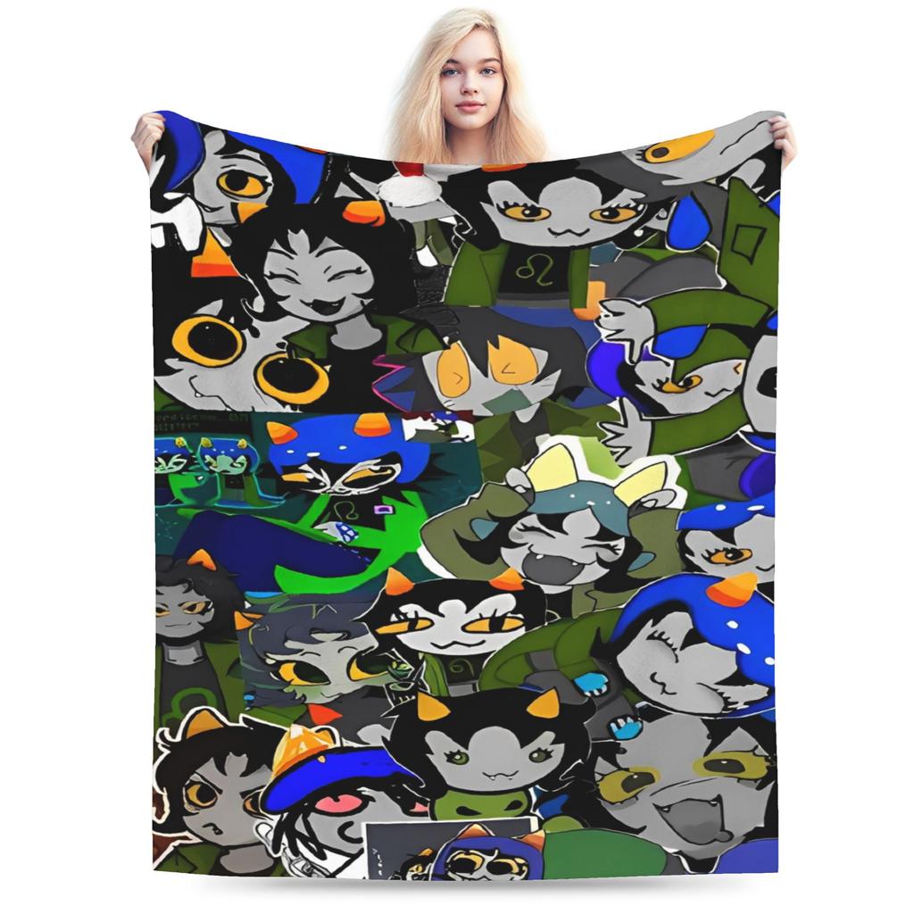 Super Warm Blankets Decorative Homestucked Manga Throw Blanket Flannel Bedspread For Outdoor Street Trend Sofa Bed Cover