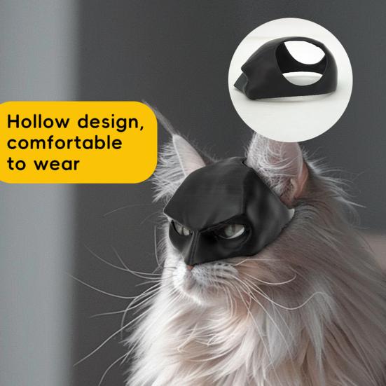 Bat Superhero Cat Mask, Black Bat Cat Cosplay Mask, Lightweight Half Face Cat Mask with Ear Holes for Photos Holiday Parties Video Shoots