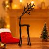 Black Reindeer Christmas Ornament Lightweight Metal Figurine Xmas Decoration Home Table Centerpiece Office Decor
