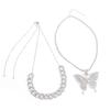 Elegant Accessory Temperament, Full of Rhinestones, Cuban Buckle Accessories for Women, Sweet and Cool, Layered Butterfly Pendant Necklace