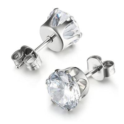 Runde Zirkonia-Ohrringe: Vakuumplattiertes Feinnadel-Diamant-Design mit integriertem Stift und Ohrschnalle