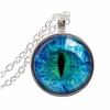 Vintage Jewelry Cat Eye Pendant Necklace Charm Rhinestone Chain Ethnic Necklace