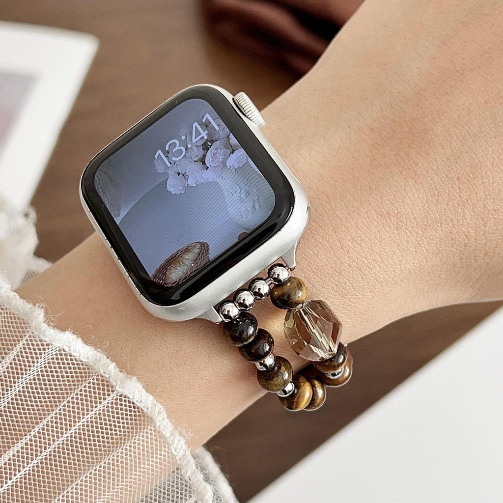 Crystal Beaded Leather Strap for Apple Watch (Series 2-10)