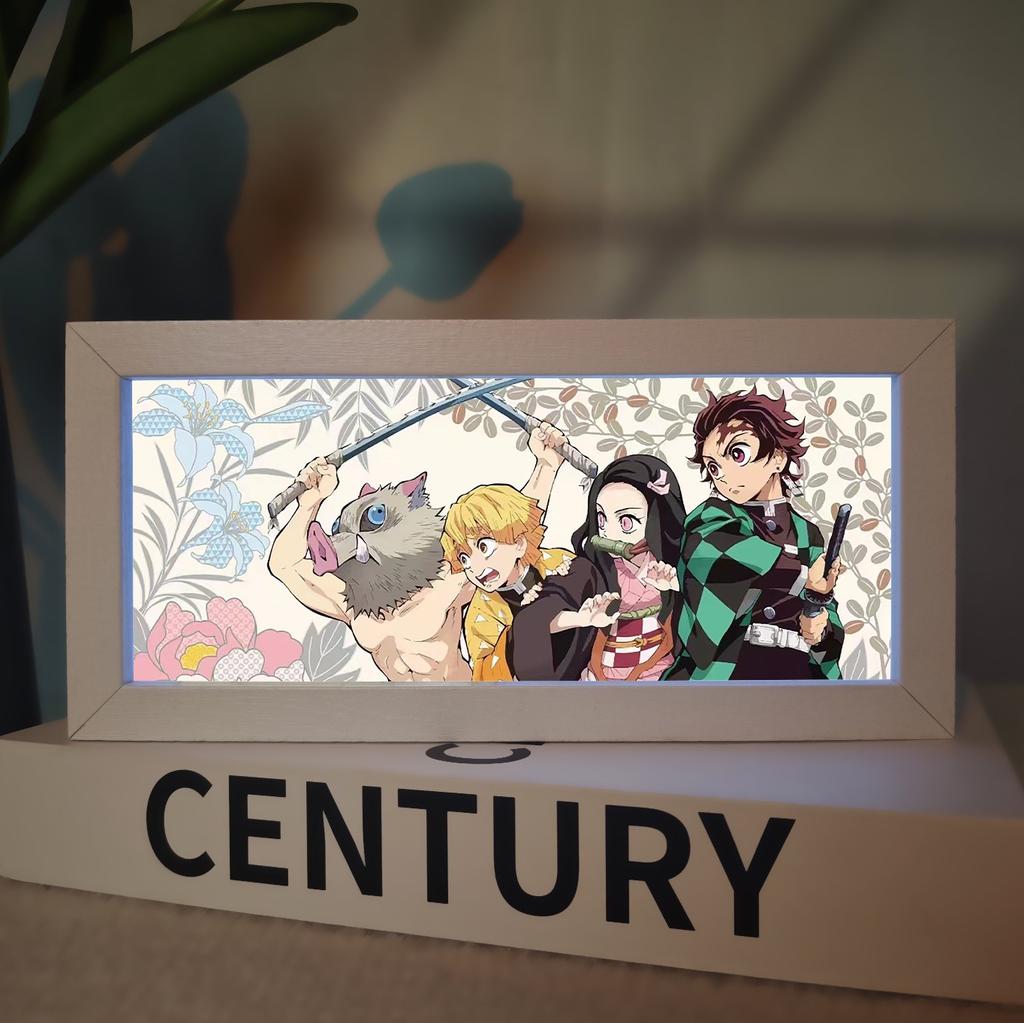 Demon Slayer Picture Frame Night Light Bedside Table Decor Nezuko Anime Peripheral Figures Ornaments Cartoon Lamp Birthday Gifts