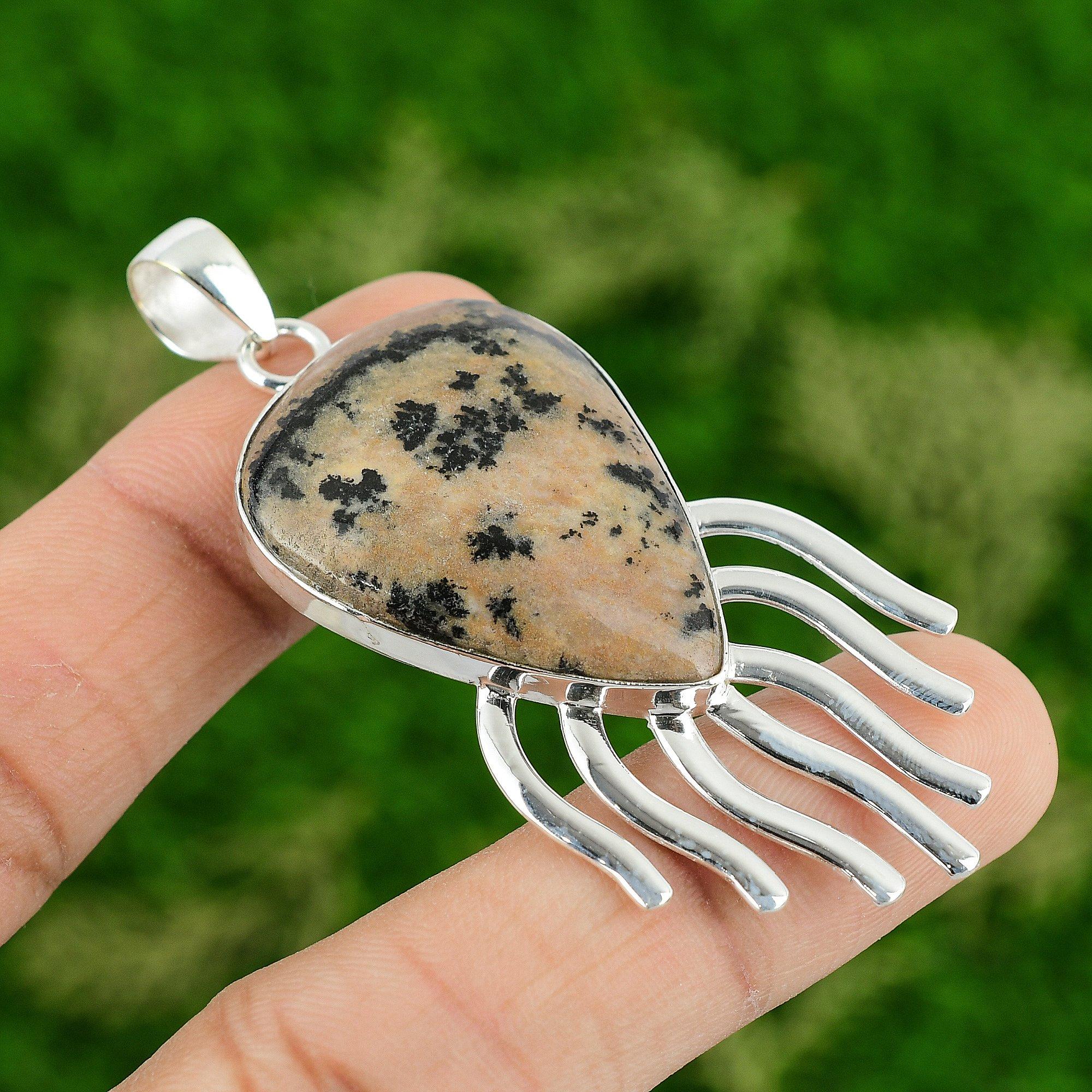 

Sisters Day Sale 925 Silver Natural Honey Dendrite Opal Birthday Pendant Jewelry