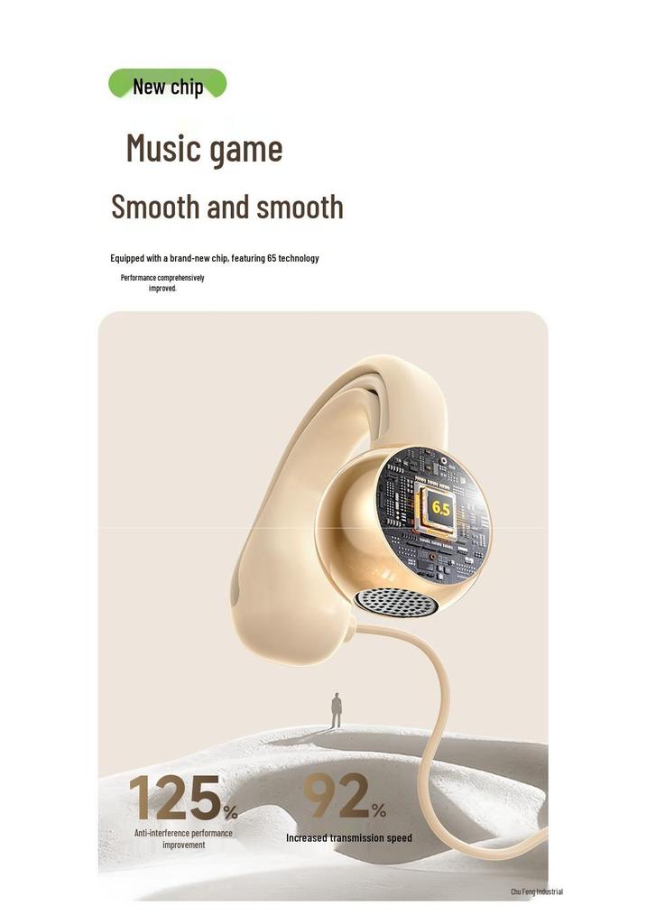 Bone Conduction Wired Earphones with Type-C and 3.5mm Connectors, Ear Clip Design, Wired Control Microphone, Ideal for Gaming