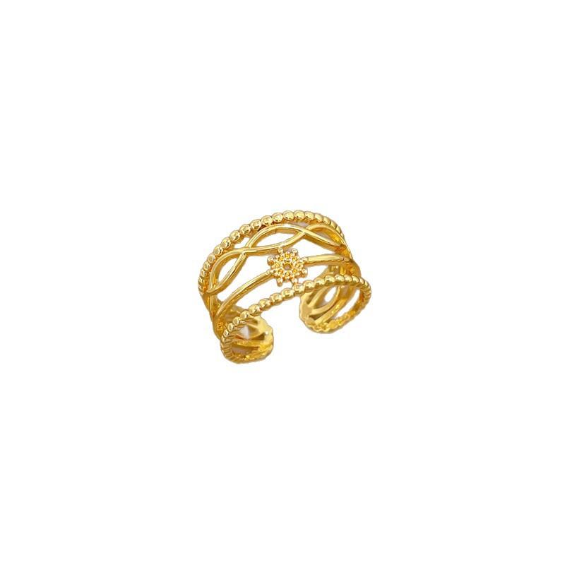 Real Gold Minimalist Fengsen Ring Opening Adjustable Simple Jewelry Japanese Ring Couple Ring