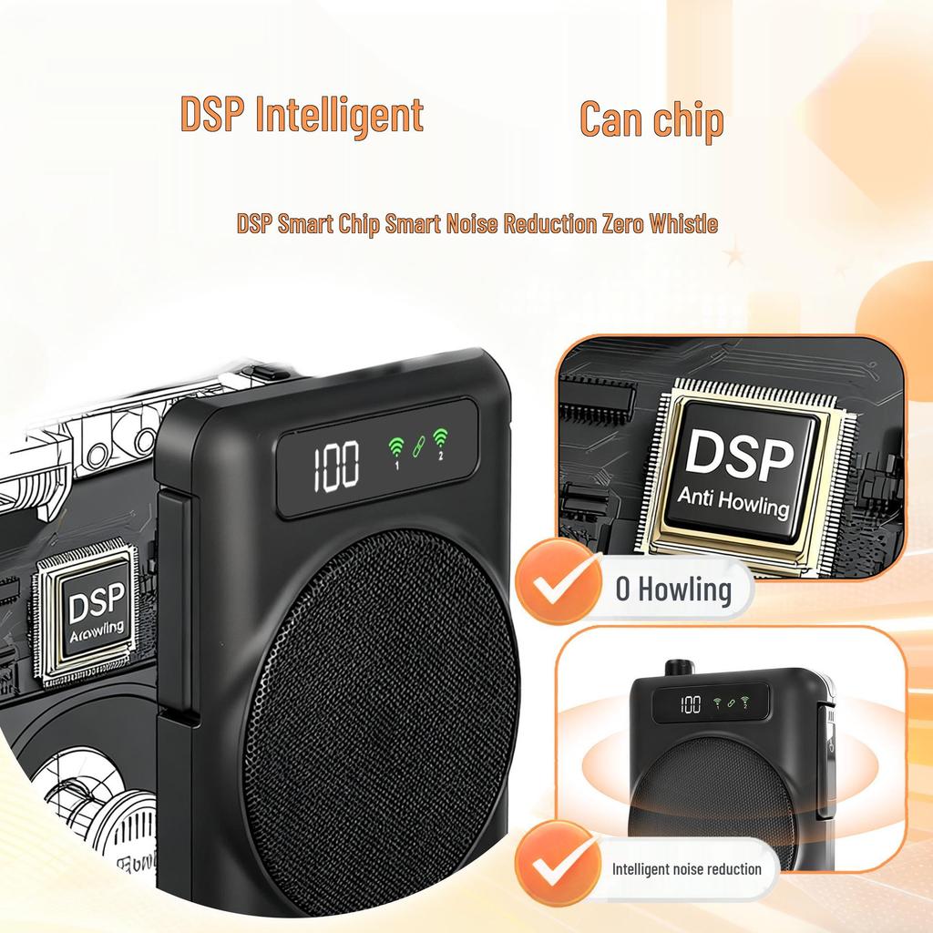 High-Power Magnetic Dual-Microphone Wireless Lavalier Speaker for Teachers and Outdoor Public Address