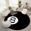 Black No. 8 Billiard Table Flannel-printed Round Floor Mats Are Slip-resistant Suitable for Room Bedroom Terrace Garden Carpets