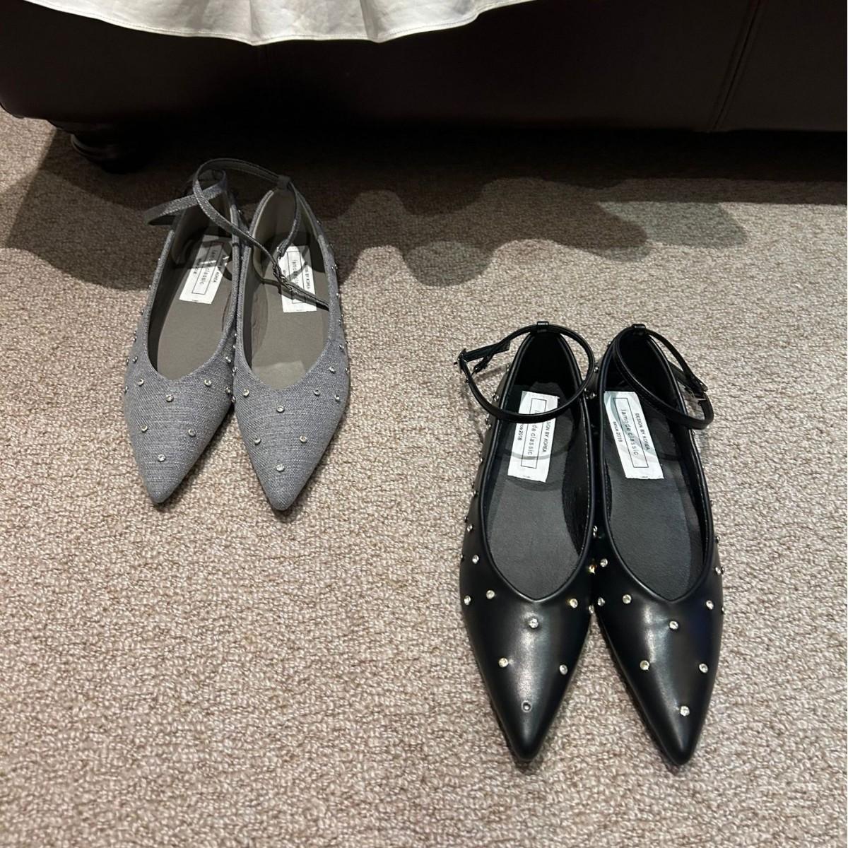 

2025 autumn and winter new one-word with rhinestone shallow mouth wear Mary Jane OL commuter flat OL women s shoes 39 чорний