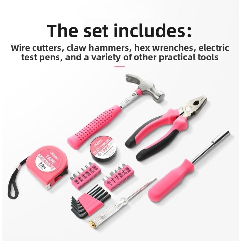 Multi-functional household toolbox, comprehensive set of hardware tools, combination tape measure, manual repair tool kit