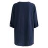 Womens Cotton Linen V Neck Long Sleeve Button Blouse
