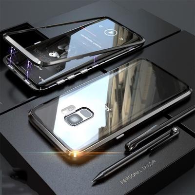 Magneto Case for Samsung Galaxy S9 5.8 inch,With Magnetic Adsorption and Tempered Glass,Black + Transparent