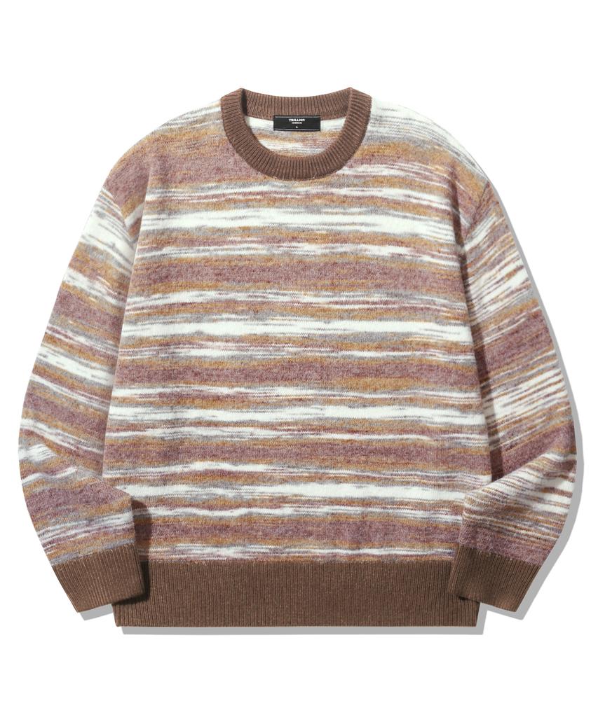TRILLION Washable Multi-Color Gradient Crewneck Knit_Brown