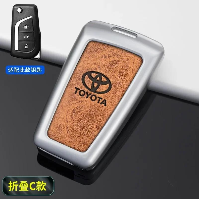 Toyota 2026 New Hub Caps Zinc Alloy Leather Car Key Cover Case Shell Bag Toyota Yaris Camry Corolla Prado R Car Sticker