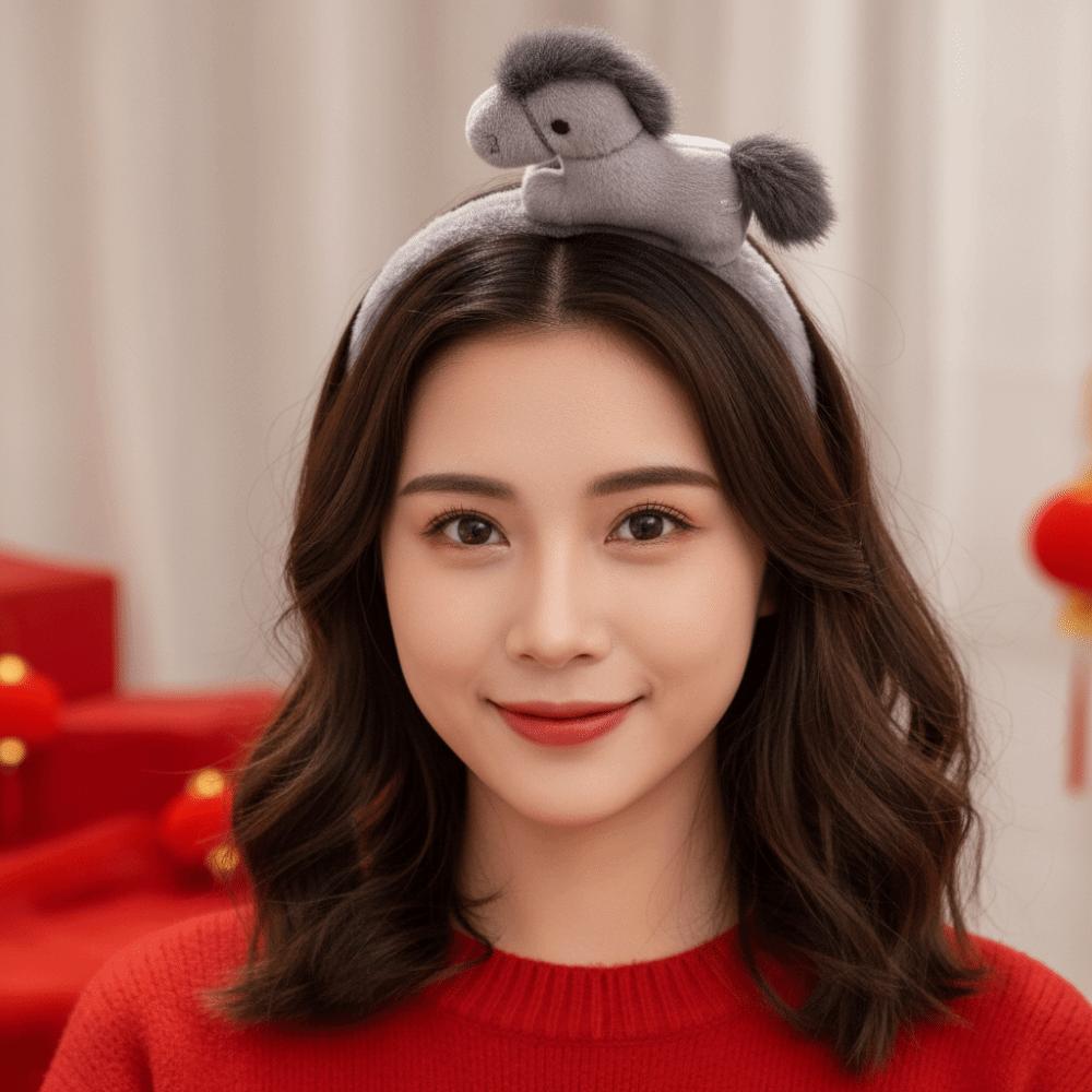 Cartoon Horse Hairband Mascot Plush Horse Headband Sweet New Year Headband Party Decoration