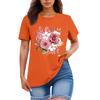 Ladies' Loose Comfortable Casual Fashionable Plant Flower Printed Round Neck Short Sleeved Shirt
