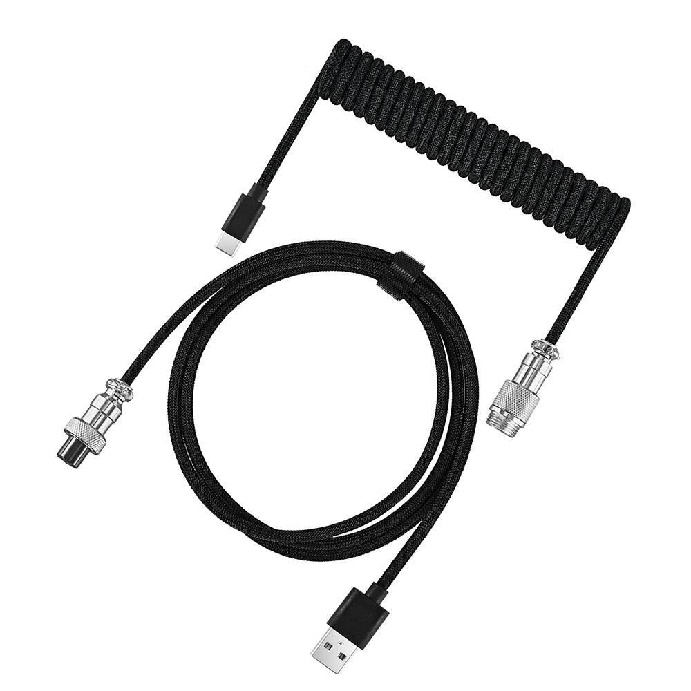 Mechanical Keyboard Aviator Adapter Coiled Cable Type C Phone Charging Cord USB Keyboard Aviation Connector Wire for Desktop PC