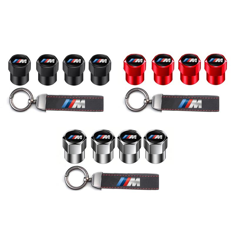 Vbjly8 Car Tire Wheel Valve Caps Cover Suede Car Key Chain Ring Keychain For BMW M E46 E90 E60 F30 F10 E39 E36 F20 G30 G20 E87 E92 X3 5