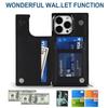 For iPhone 15 Pro Max RFID Blocking Card Holder Kickstand Cover Anti-drop Phone Case with Shoulder Strap