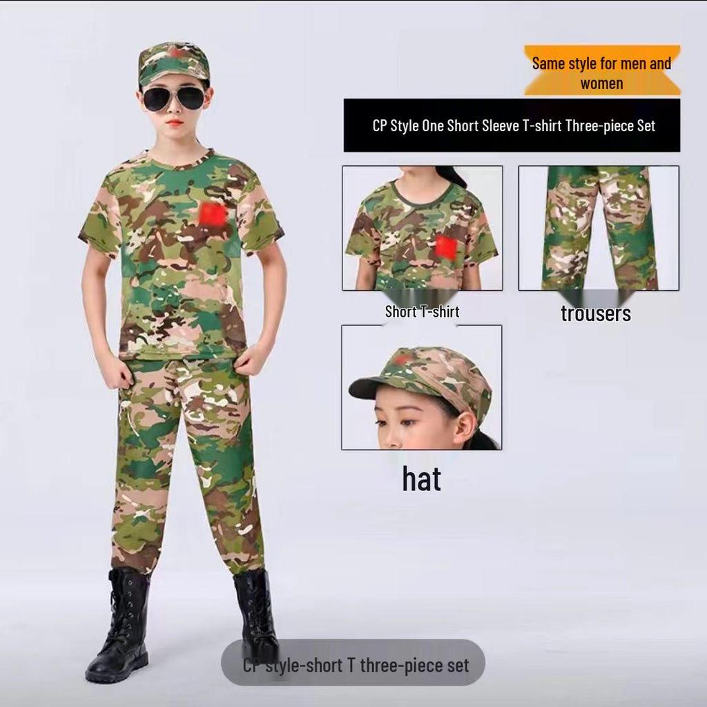 Çocuk Kamuflaj Askeri Üniformaları (Erkek ve Kız Çocukları İçin) - Anaokulu Eğitimleri, Yaz Kampları veya Okul Gösterileri İçin Mükemmel.