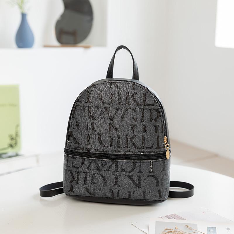 Multifunctional Printed Backpack Versatile Trend Large Capacity Zipper Student Bag Women's Satchel
