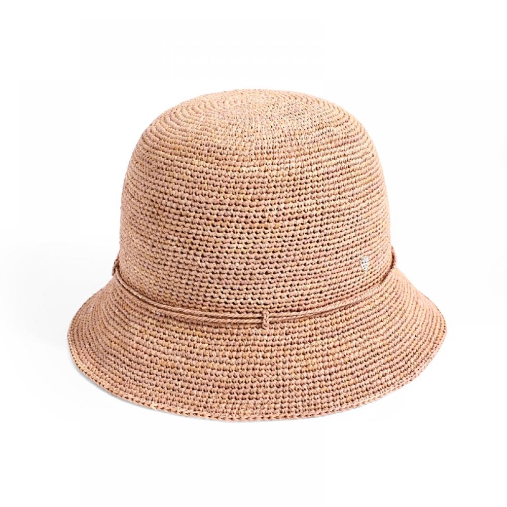 Helen Kaminski Hat50136 Nu Villa 6 Nougat Metal Logo Cloche Bucket Hat