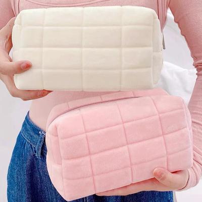 Kosmetiktasche aus massivem Fell, groß, für Damen, mit Reißverschluss, Make-up-Organizer, Handtasche, Schreibwaren, Federmäppchen, Reise-Make-up, Kulturbeutel