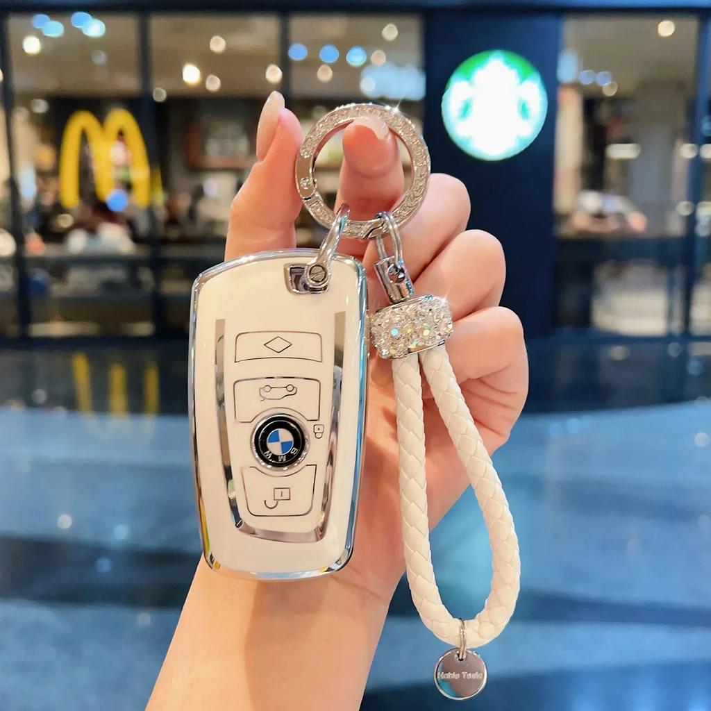 Sakura Pink Tpu for BMW X1 X3 X4 X5 X6 F15 F16 G30 3 5 7 Series G11 F48 Remote Smart Auto Car Key Case Cover Keyring Accessories xg7