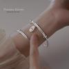 Peace and Joy Women's White Copper Bangle: Simple Push-Pull Carousel Ring Style Bracelet