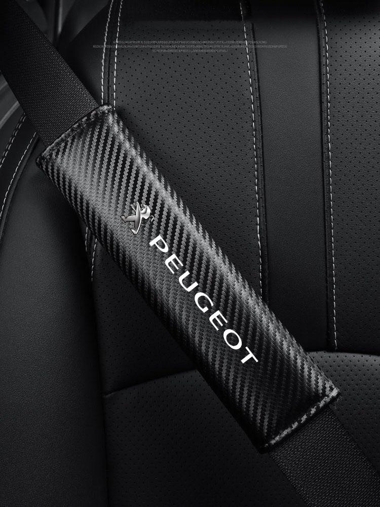 2Pcs Car Seat Belt Carbon Fiber Safety Belt Shoulder M Covers for Peugeot 206 307 308 3008 207 208 407 508 2008 Auto Accessories