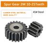 1Pcs M2 45# Steel Cylindrical Spur Gear 10T-25T Tooth Quench Hardened Anti-Wear Pinion 8/10mm Bore Process Hole Pitch 6.28mm
