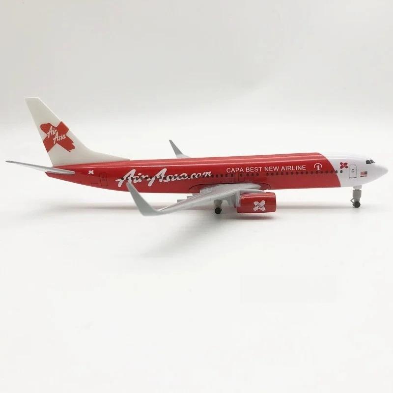 1/300 20cm Toy Planes Air Asia Airlines 737 B737 Alloy Metal Airplane Model with Landing Gear Simulation Toy Aircraft Gift