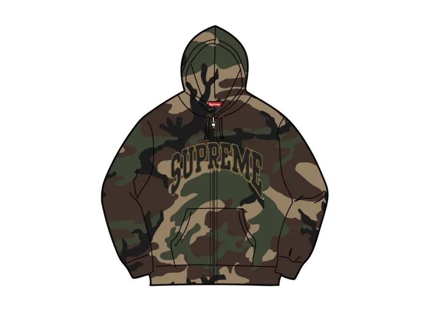 Supreme Cracked Raglan Zip Up Hooded Sweatshirt "Woodland Camo"