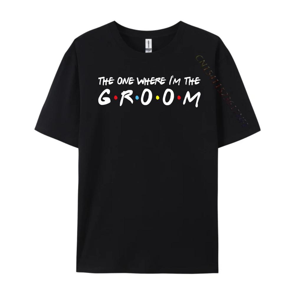 Im The Groom Bachelor Party Stag Groomsmen Getaway Wedding Blue And White Graphic T Shirts Streetwear Men