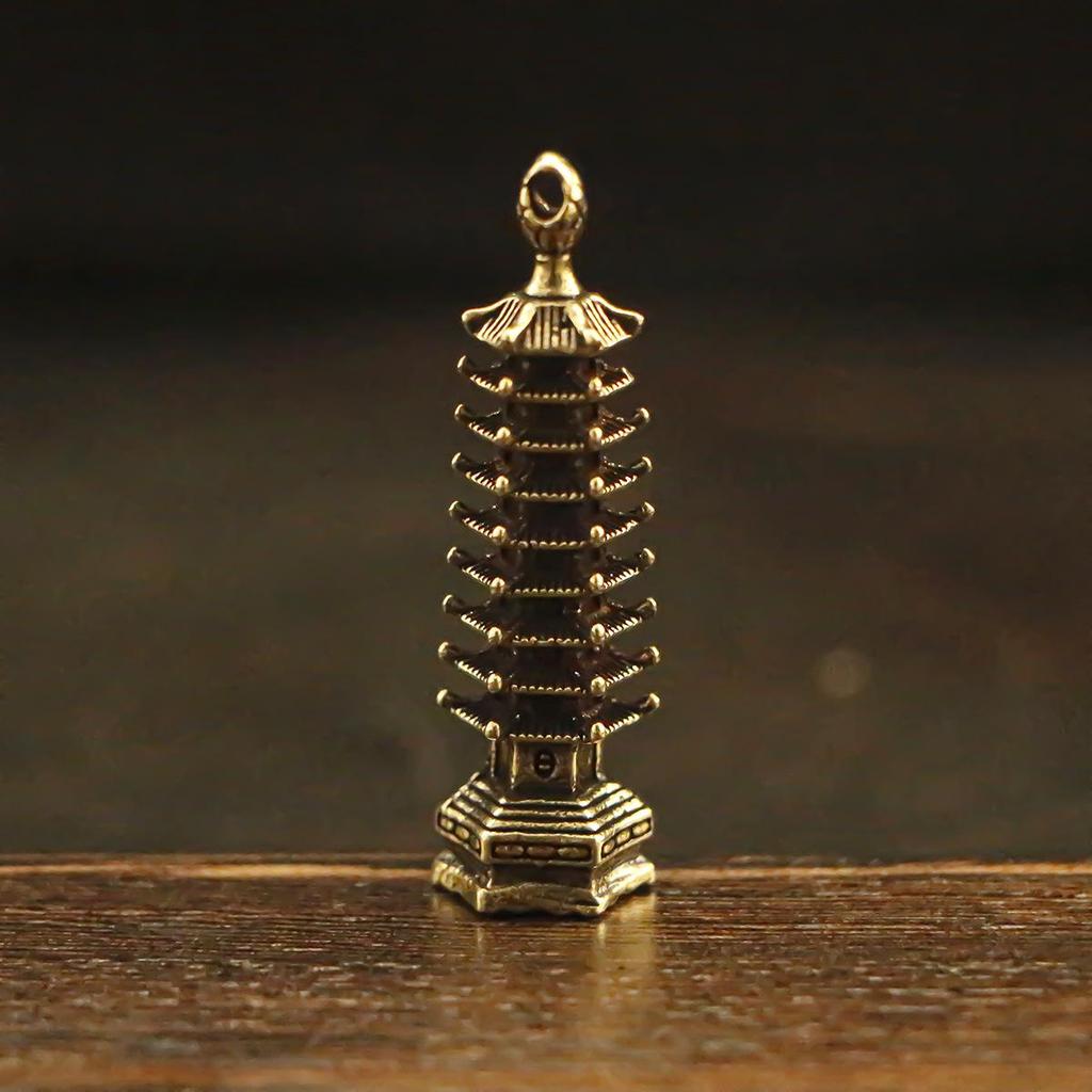 Chinesischer Messing Neunstöckiger Wenchang Turm Schlüsselanhänger: Gaokao & Zhongkao Schülergeschenk