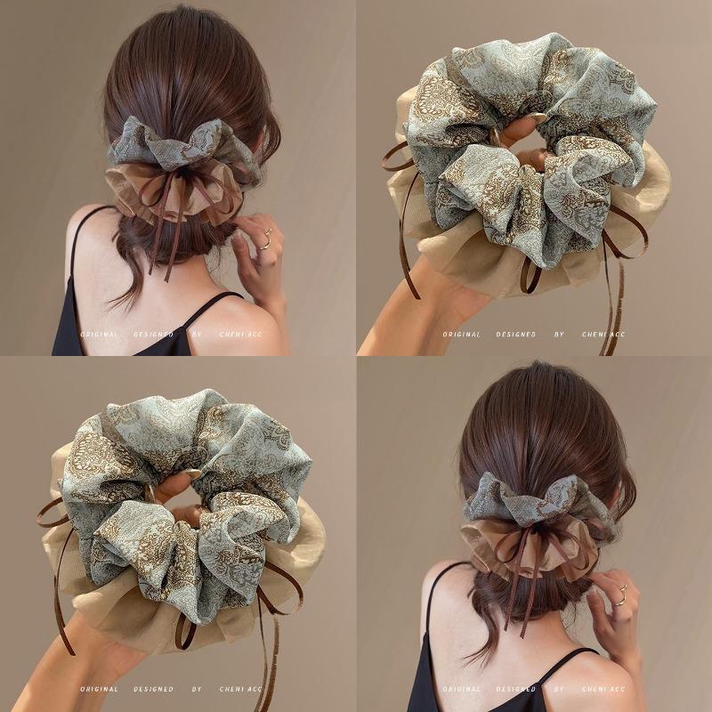 Attractive Large Intestine Hairband Woman High-end Fashionable Hair String End Flower Headpiece New Hair Tie
