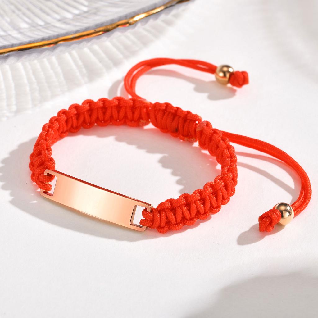 Pulsera de Identificación con Grabado Gratuito de Nombre y Fecha para Bebé, Pulseras de Acero Inoxidable marca Bent con Trenzado de Cuerda de Nylon Rojo, Joyería Ajustable Regalos