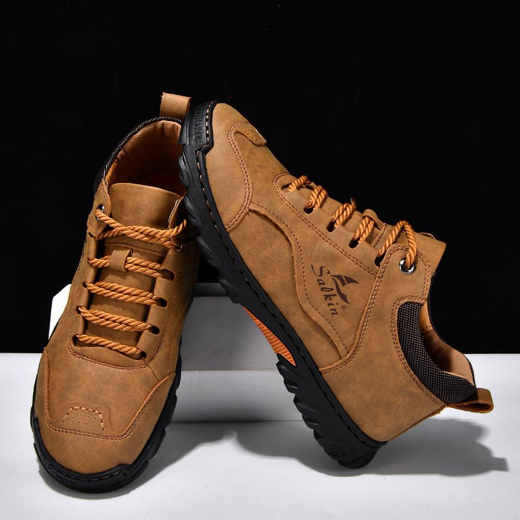Hand-stitching Leather Men Boots Split Leather Shoes Men Ankle Boots For Men Casual Shoes Large Size Tooling Shoes